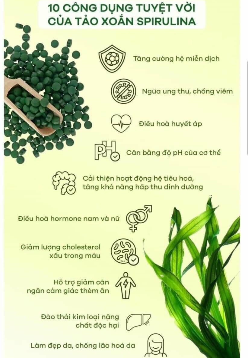 10 công dụng tuyệt vời của tảo xoắn